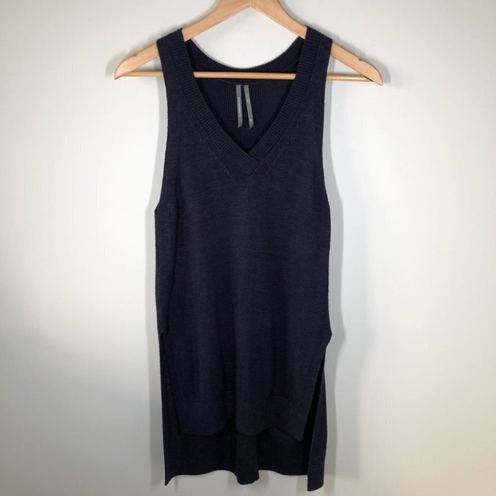 Anthropologie Navy Blue Knit Extra‎ Long Sweater  Vest Size XS